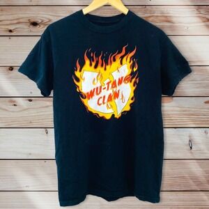 W2 WU Tang Clan Fire Flames T Shirt top medium Black